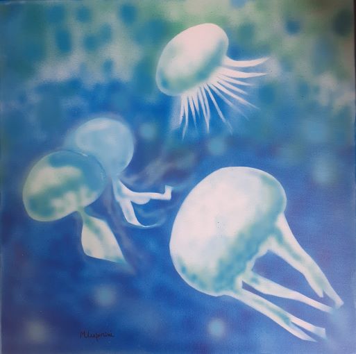 Dipinto Fantasmi del mare - rappresentazione di meduse
