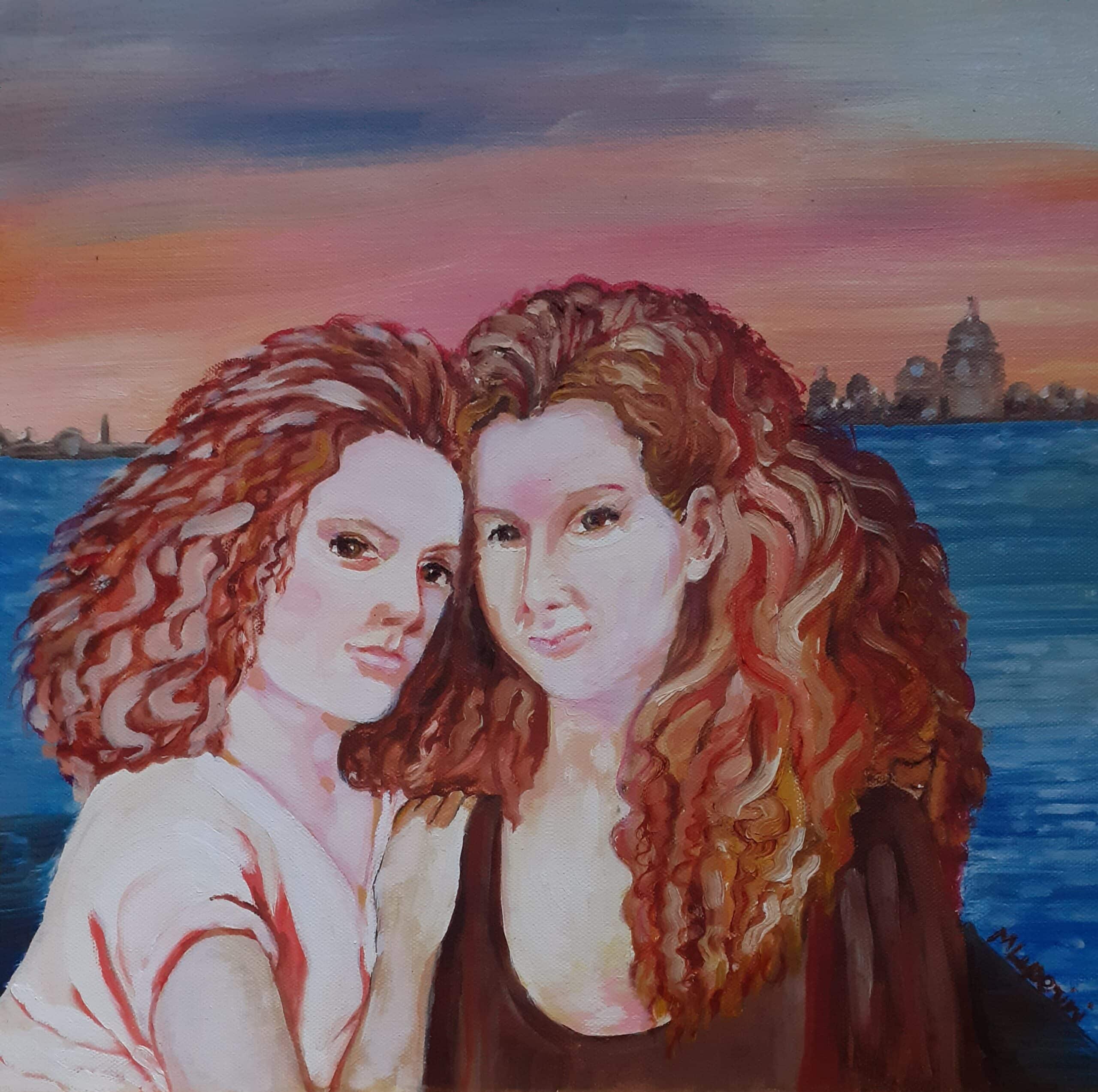 Ritratto di due donne - Profondo rosa